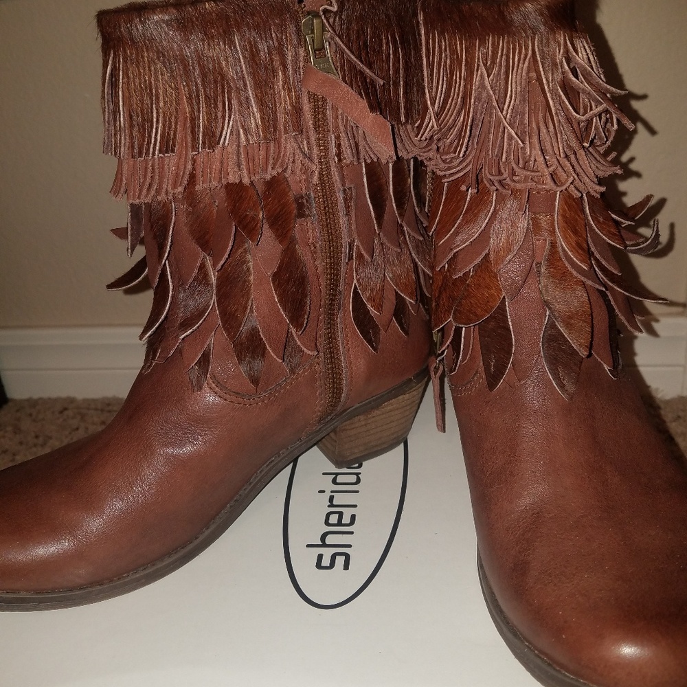 Brown leather boots